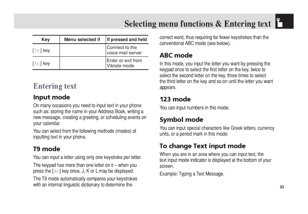 Pantech C3 manual Entering text 