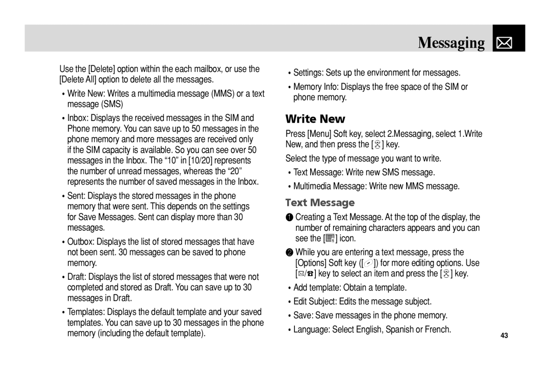 Pantech C3 manual Write New, Text Message, See the icon 