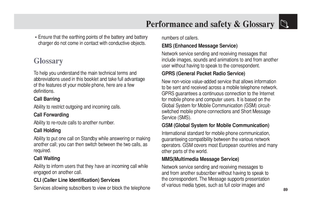 Pantech C3 manual Glossary 