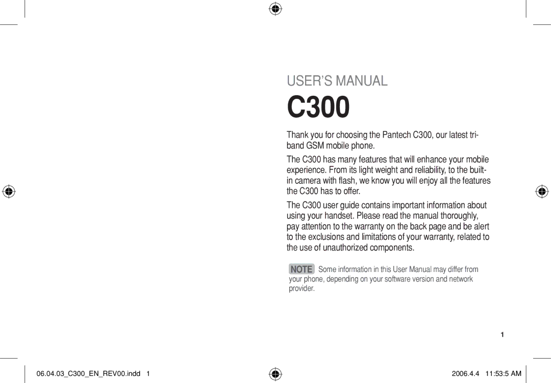 Pantech C300 manual 