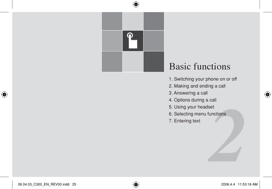 Pantech C300 manual Basic functions 