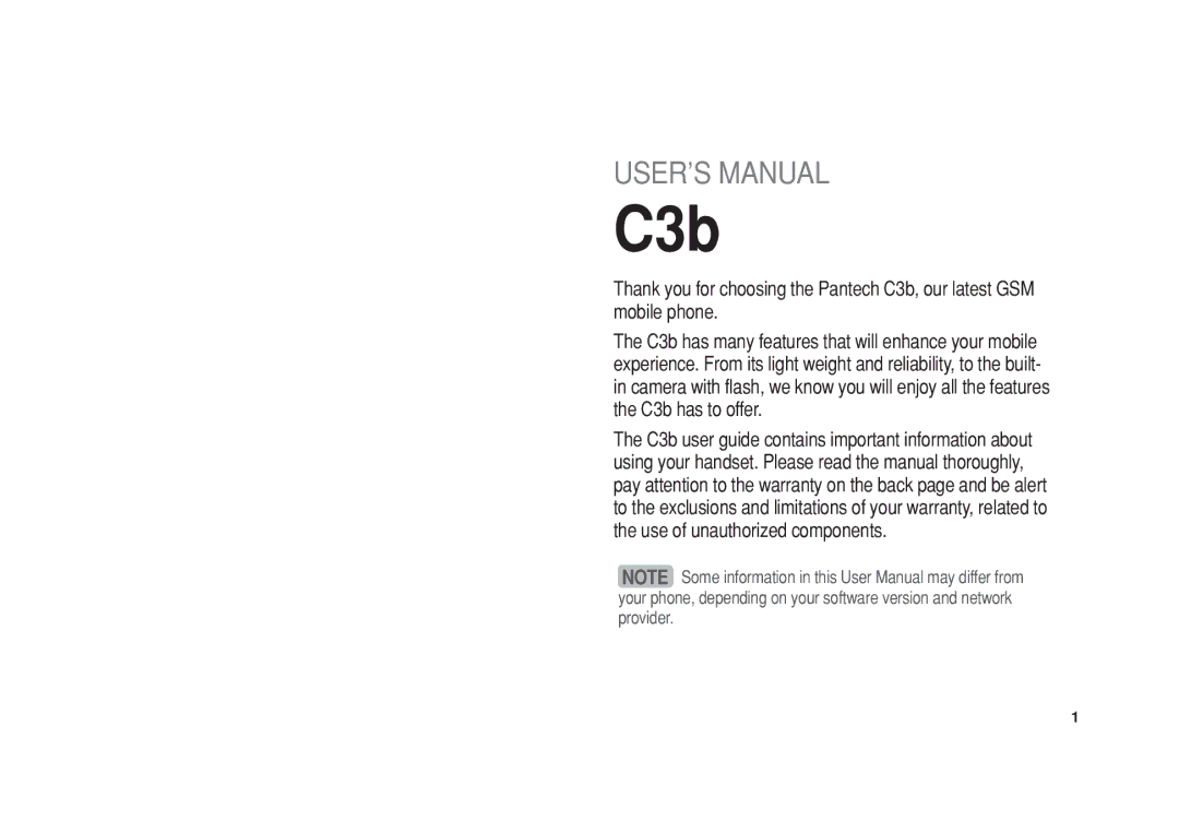 Pantech C3b manual 