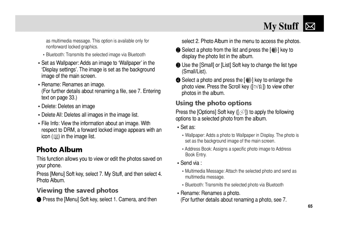 Pantech C3b manual ❶ Press the Menu Soft key, select 1. Camera, and then 