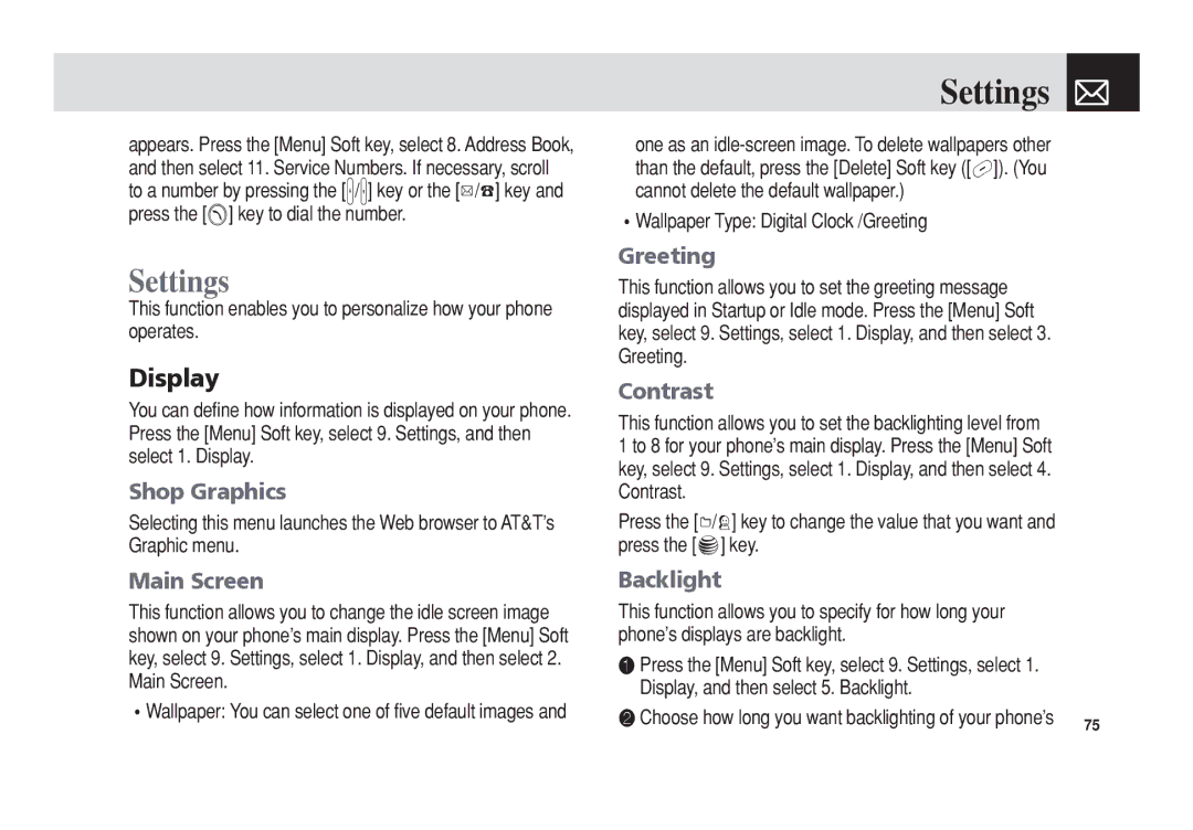 Pantech C3b manual Settings, Display 