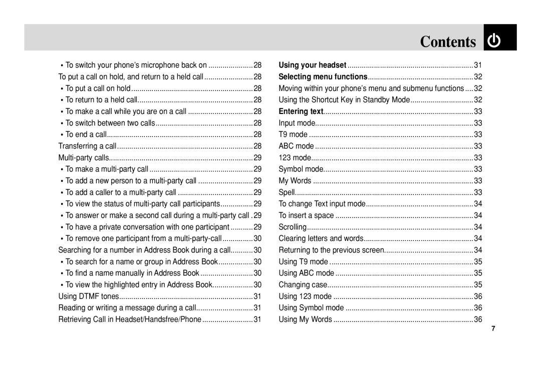 Pantech C3b manual Contents 