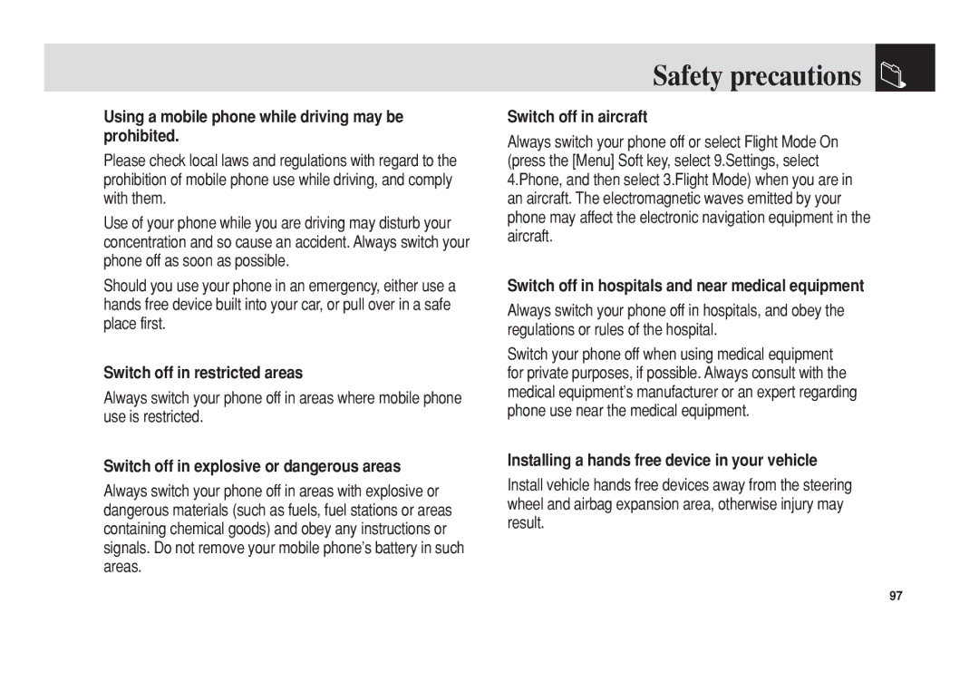 Pantech C3b manual Safety precautions 