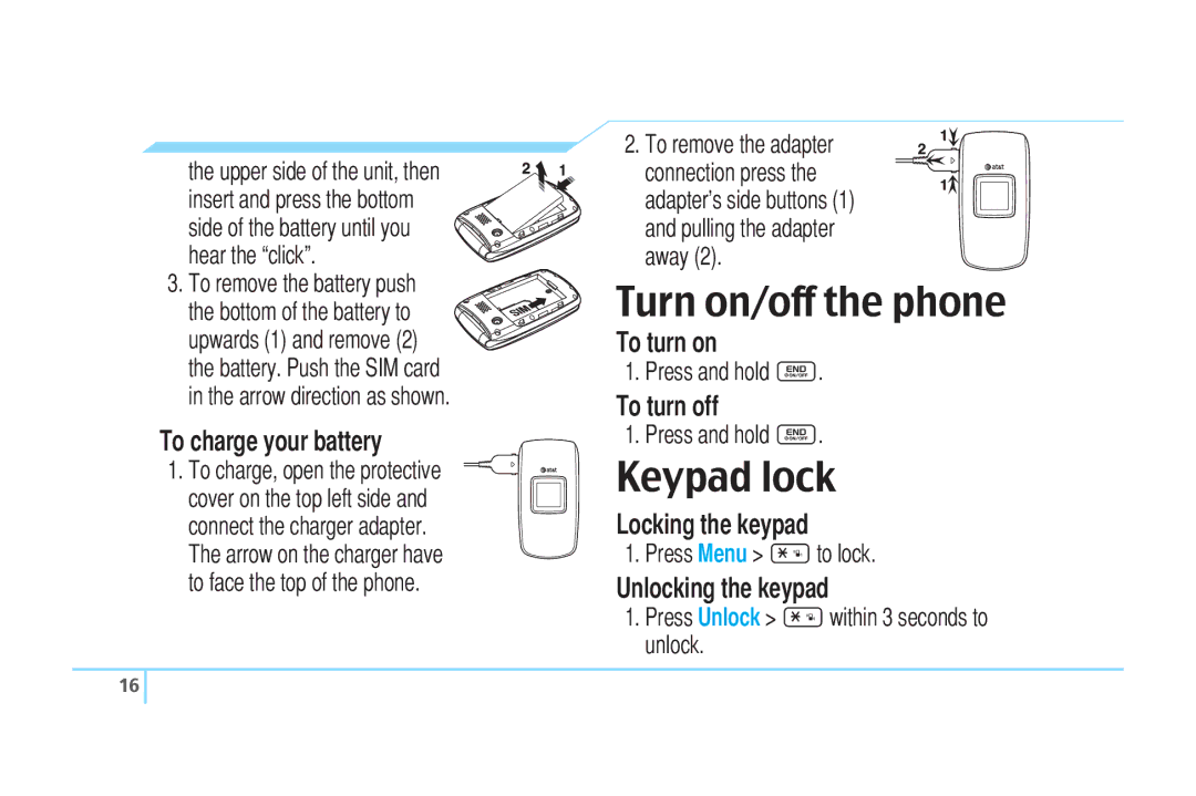 Pantech C520 manual Turn on/off the phone, Keypad lock 