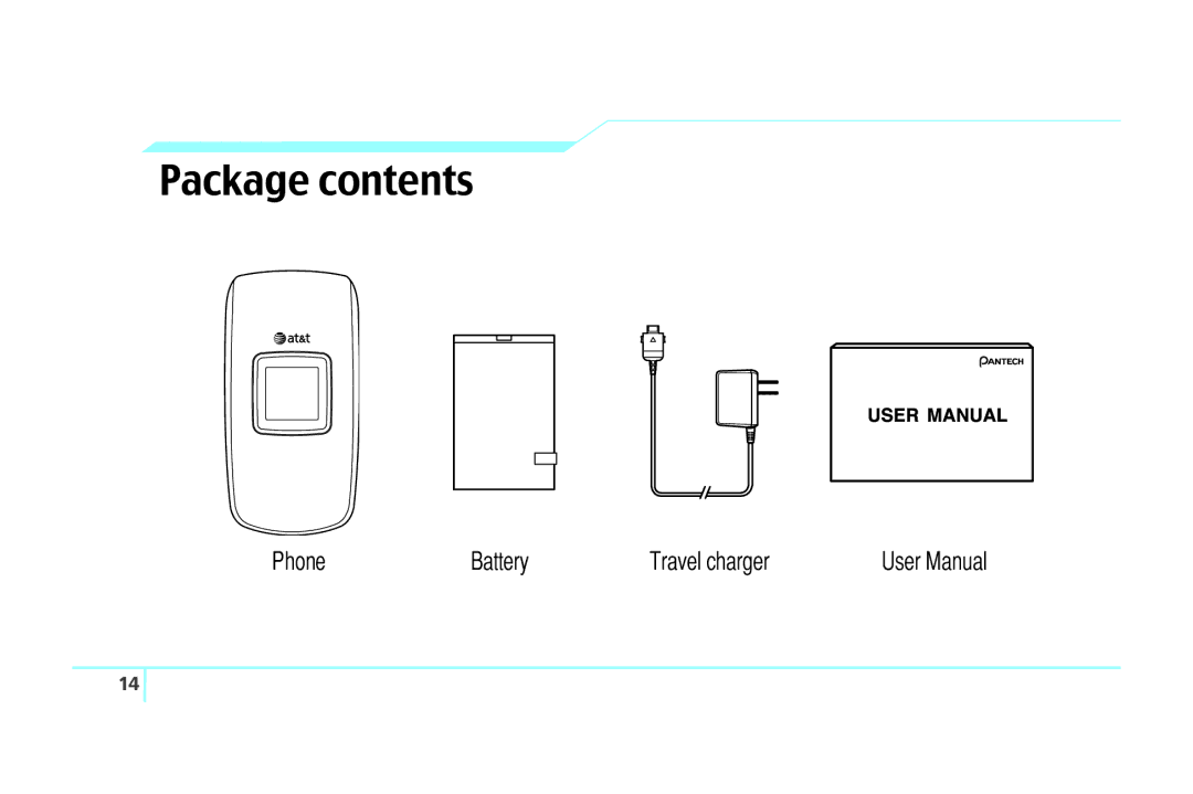 Pantech C520 manual Package contents 