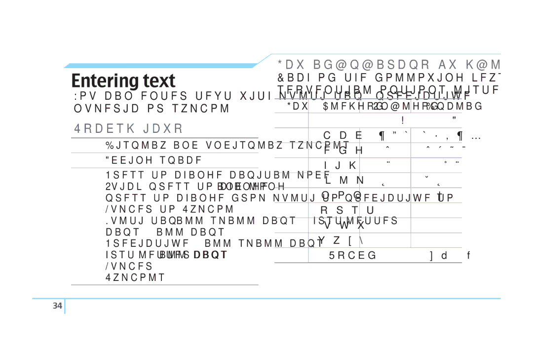 Pantech C520 manual Entering text, Useful keys, Key characters by language, Spanish French 