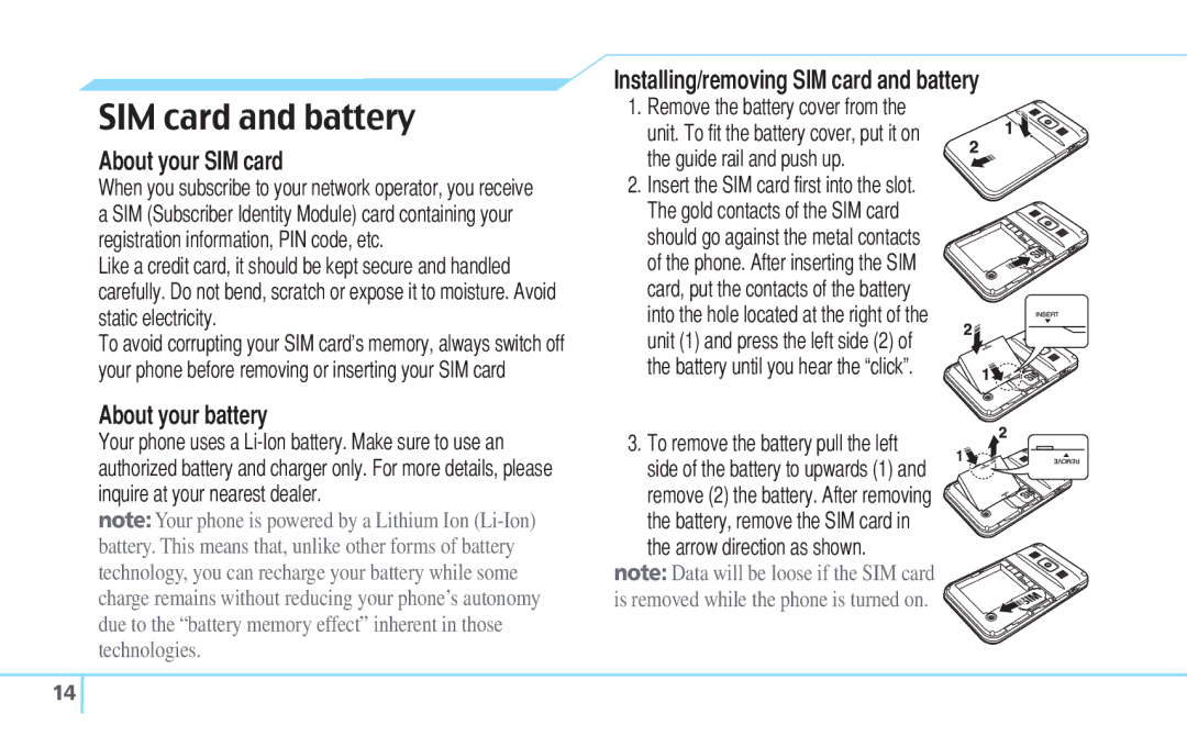 Pantech C530 manual About your SIM card, About your battery, Installing/removing SIM card and battery 