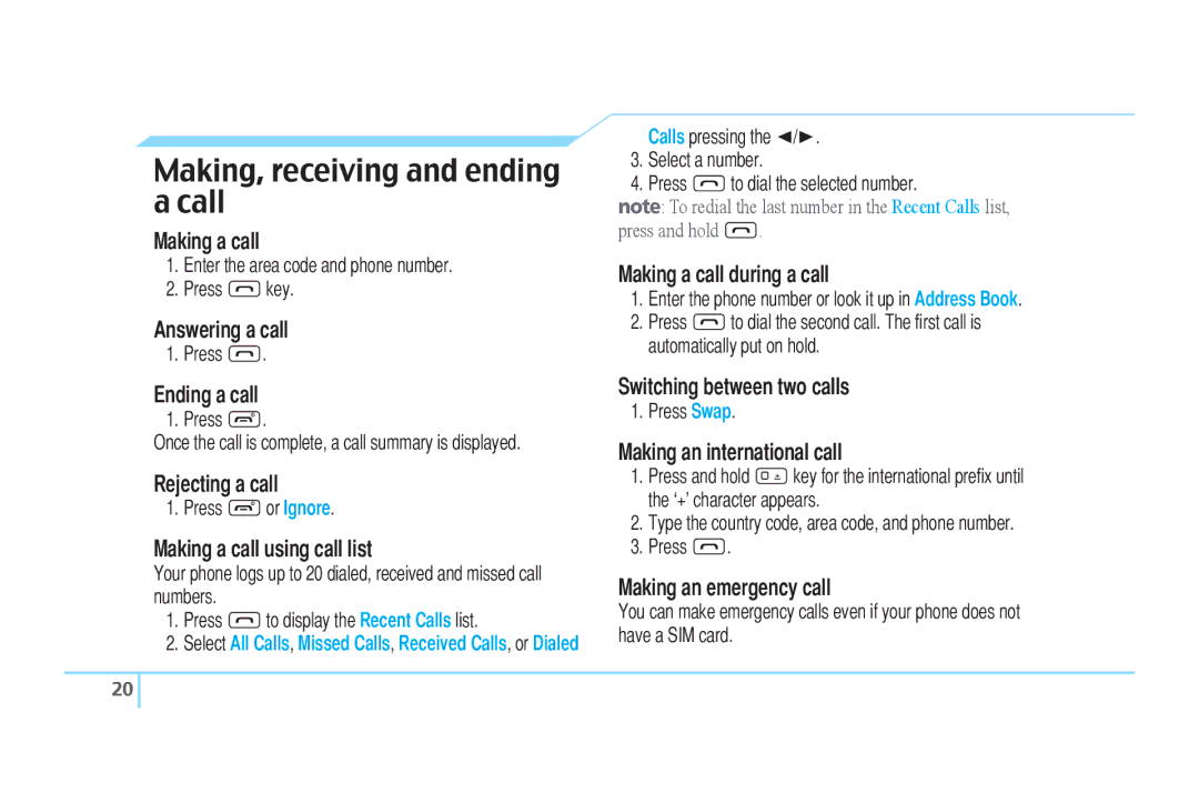 Pantech C610 manual Making, receiving and ending a call 