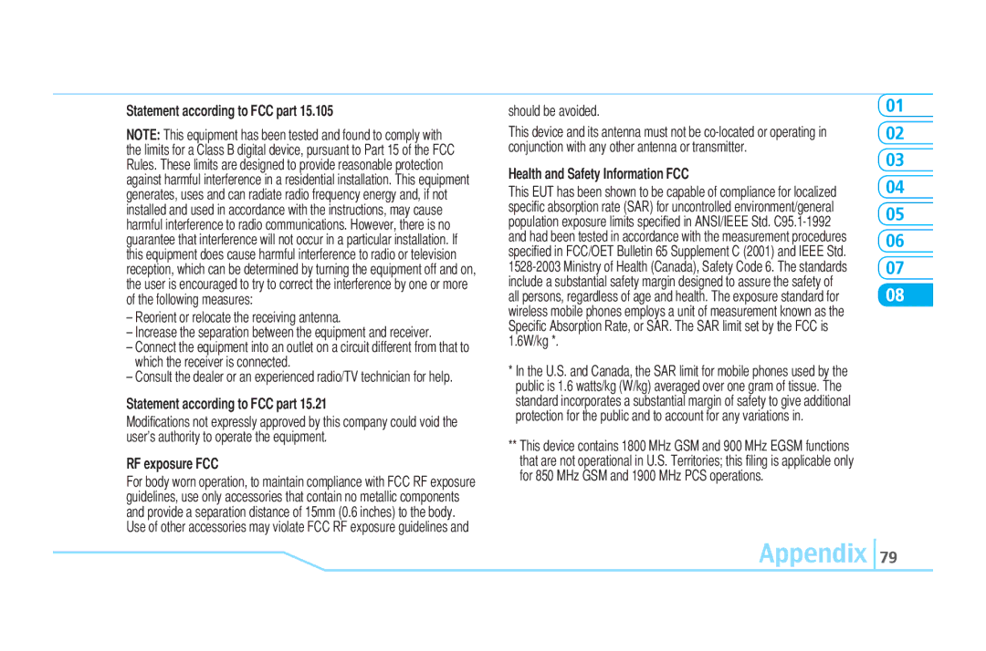 Pantech C610 manual Statement according to FCC part, RF exposure FCC 