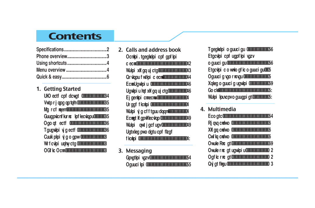 Pantech C610 manual Contents 