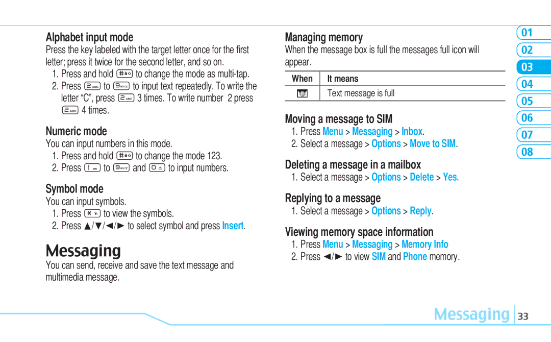 Pantech C630 manual Messaging 