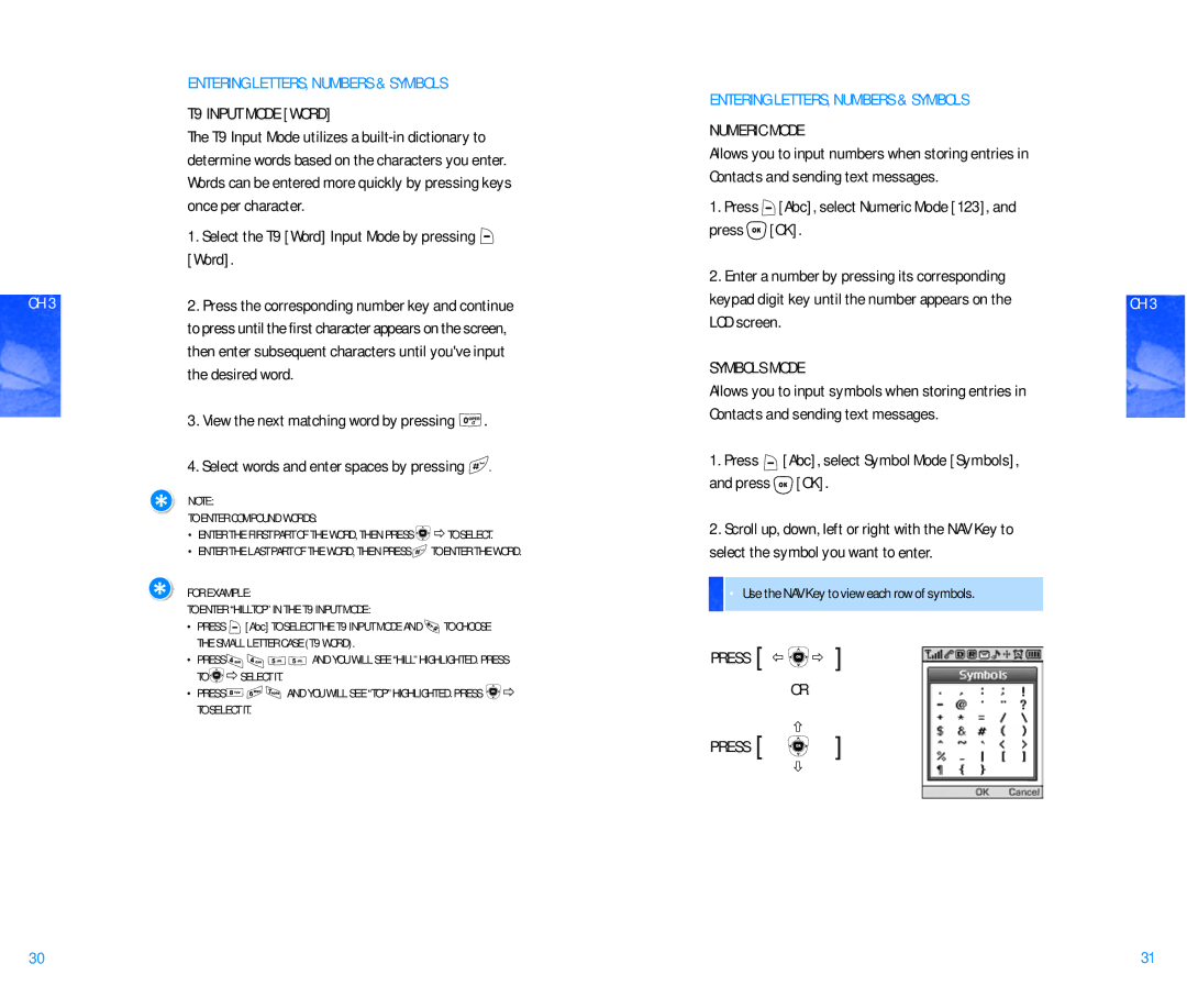 Pantech DM P100 manual T9 Input Mode Word, Select the T9 Word Input Mode by pressing Word, Desired word, Numeric Mode 