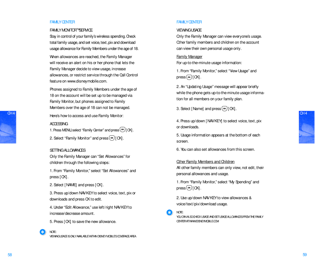 Pantech DM P100 Family Monitor Service, Here’s how to access and use Family Monitor, Select Family Monitor and press OK 