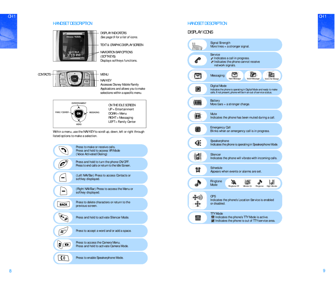 Pantech DM P100 manual Display Icons, See page 9 for a list of icons 