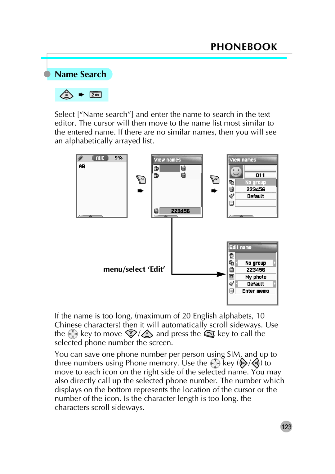 Pantech G670 manual Name Search 