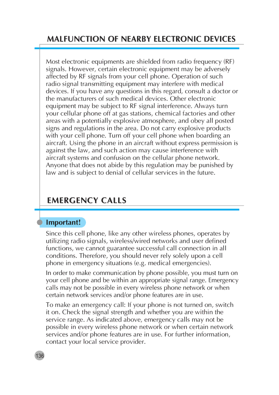 Pantech G670 manual Malfunction of Nearby Electronic Devices, Emergency Calls 