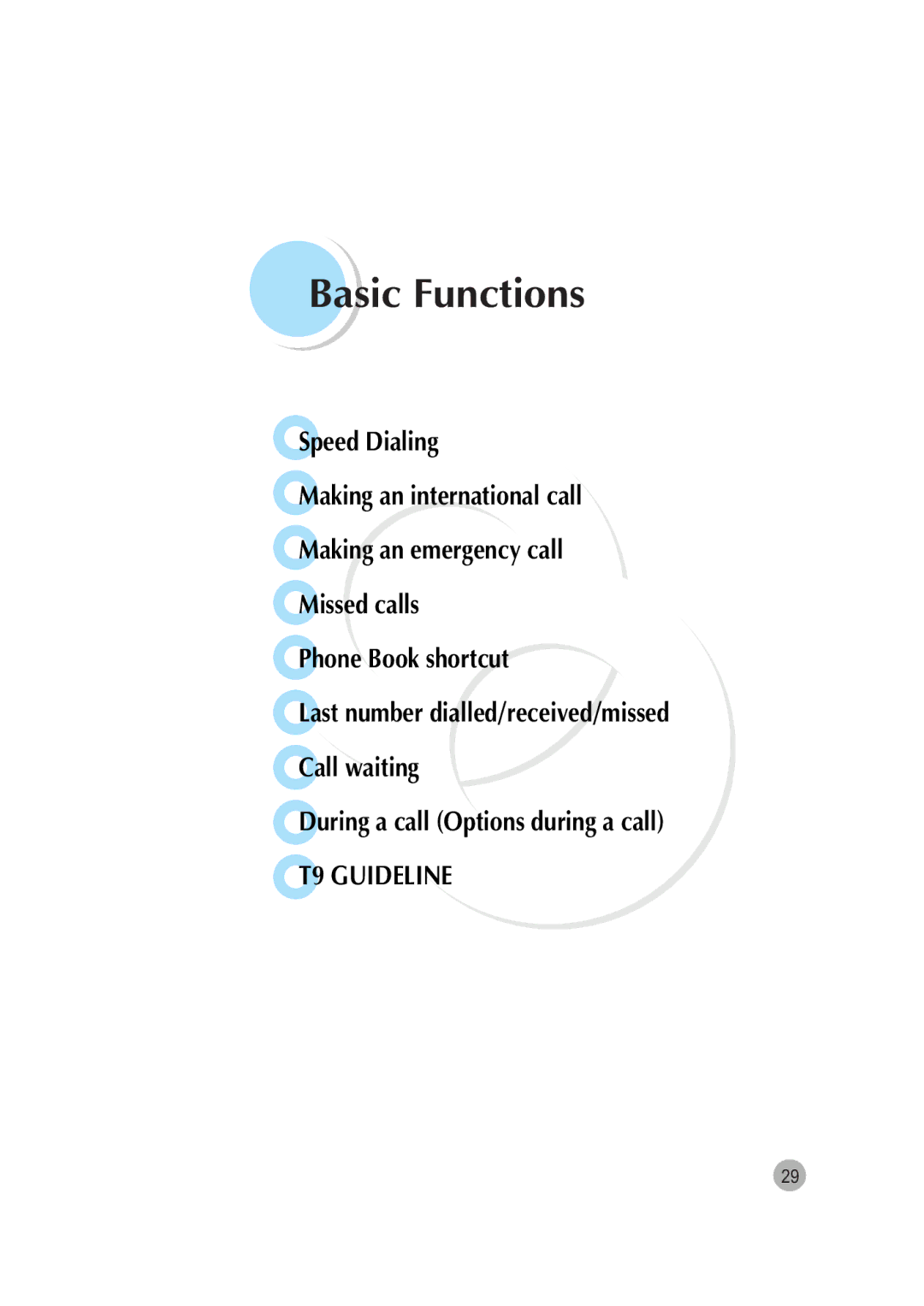 Pantech G670 manual Basic Functions, T9 Guideline 