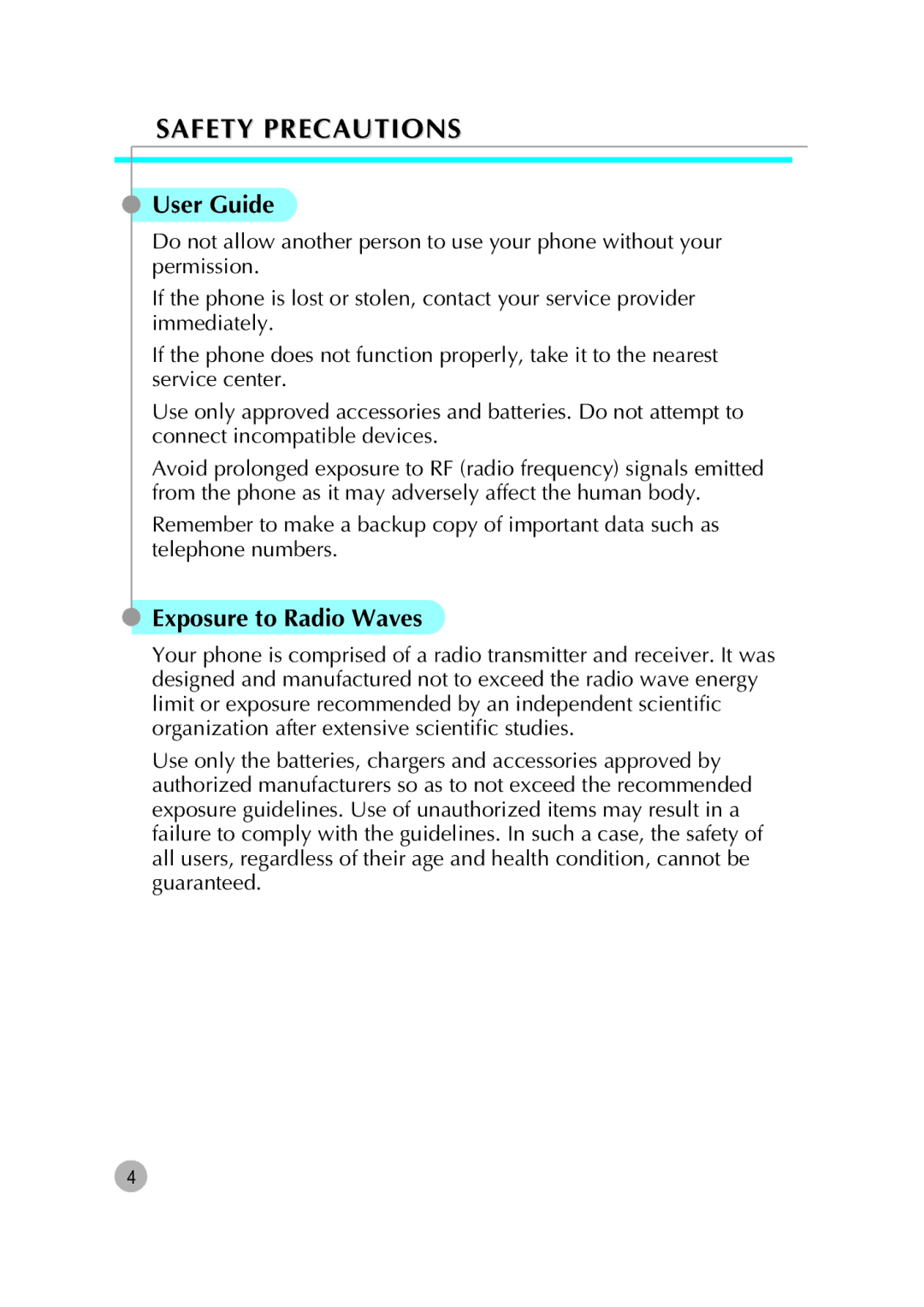 Pantech G670 manual User Guide, Exposure to Radio Waves 