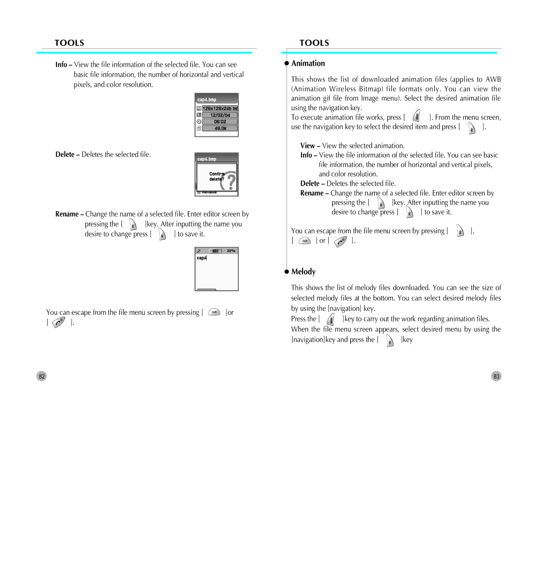 Pantech G700 manual Animation, Melody, To execute animation file works, press 