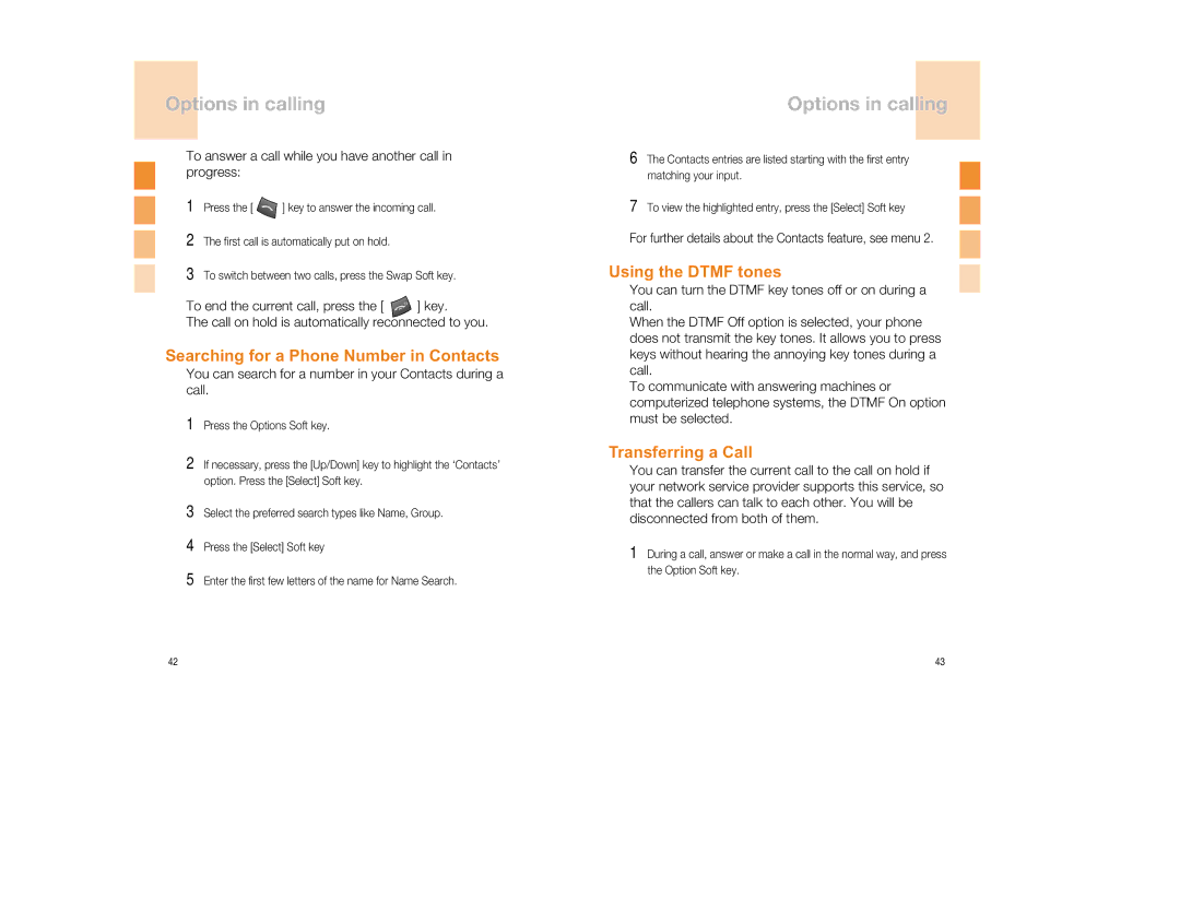 Pantech GB300 manual Searching for a Phone Number in Contacts, Using the Dtmf tones, Transferring a Call 