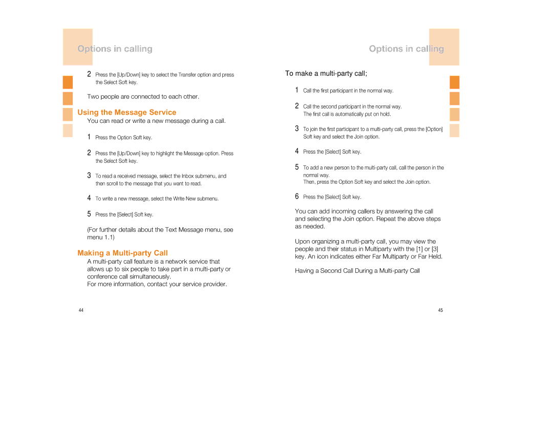 Pantech GB300 manual Using the Message Service, Making a Multi-party Call, To make a multi-party call 