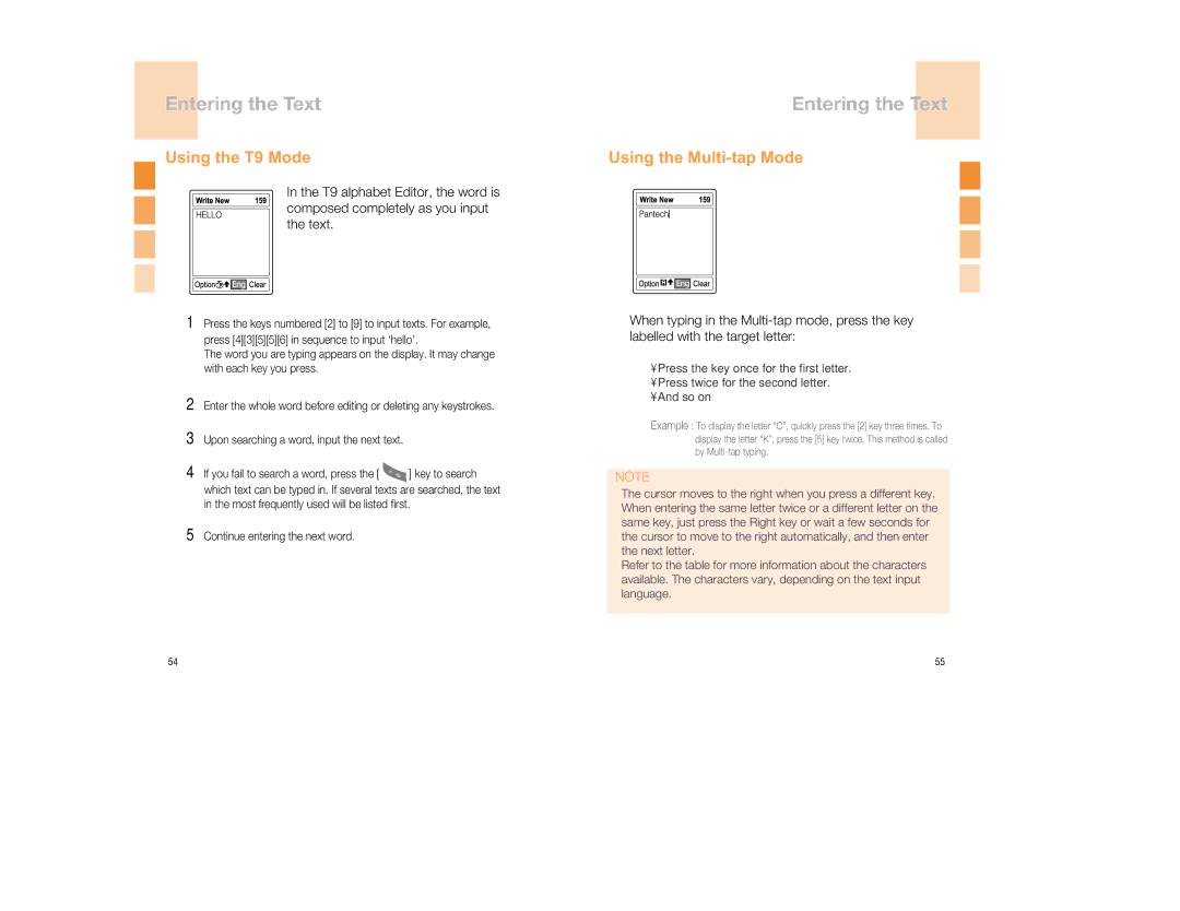 Pantech GB300 manual Using the T9 Mode, Using the Multi-tap Mode 