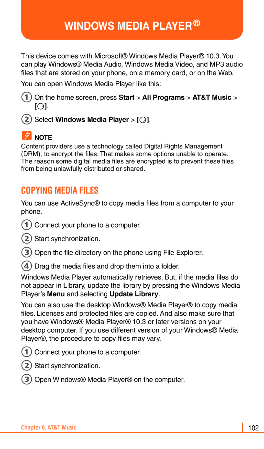 Pantech Matrix Pro manual Copying Media Files, 2Select Windows Media Player O 