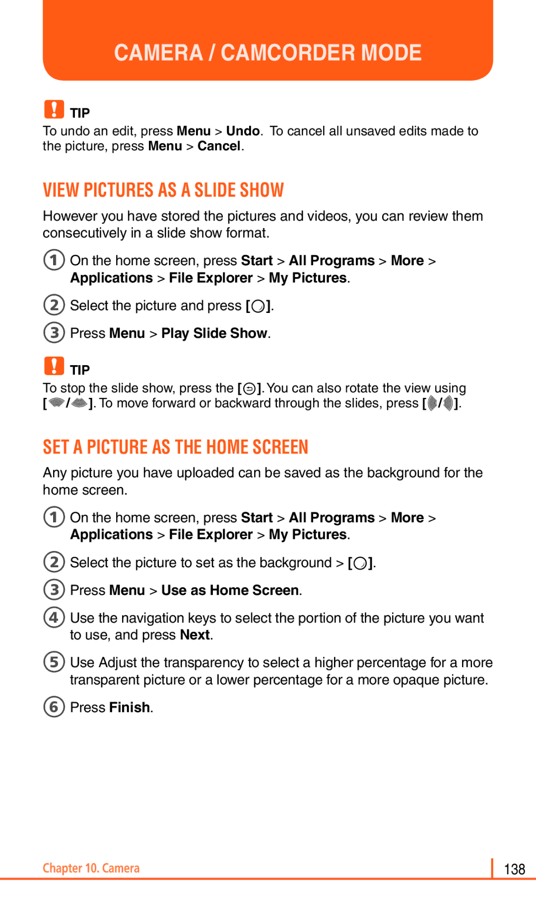 Pantech Matrix Pro manual View Pictures AS a Slide Show, SET a Picture AS the Home Screen, 3Press Menu Play Slide Show 