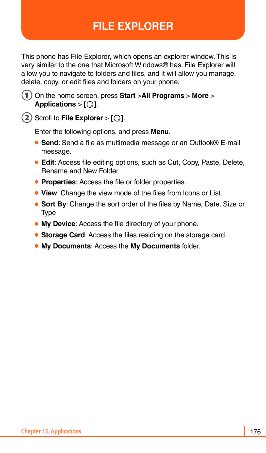 Pantech Matrix Pro manual File Explorer, My Documents Access the My Documents folder 