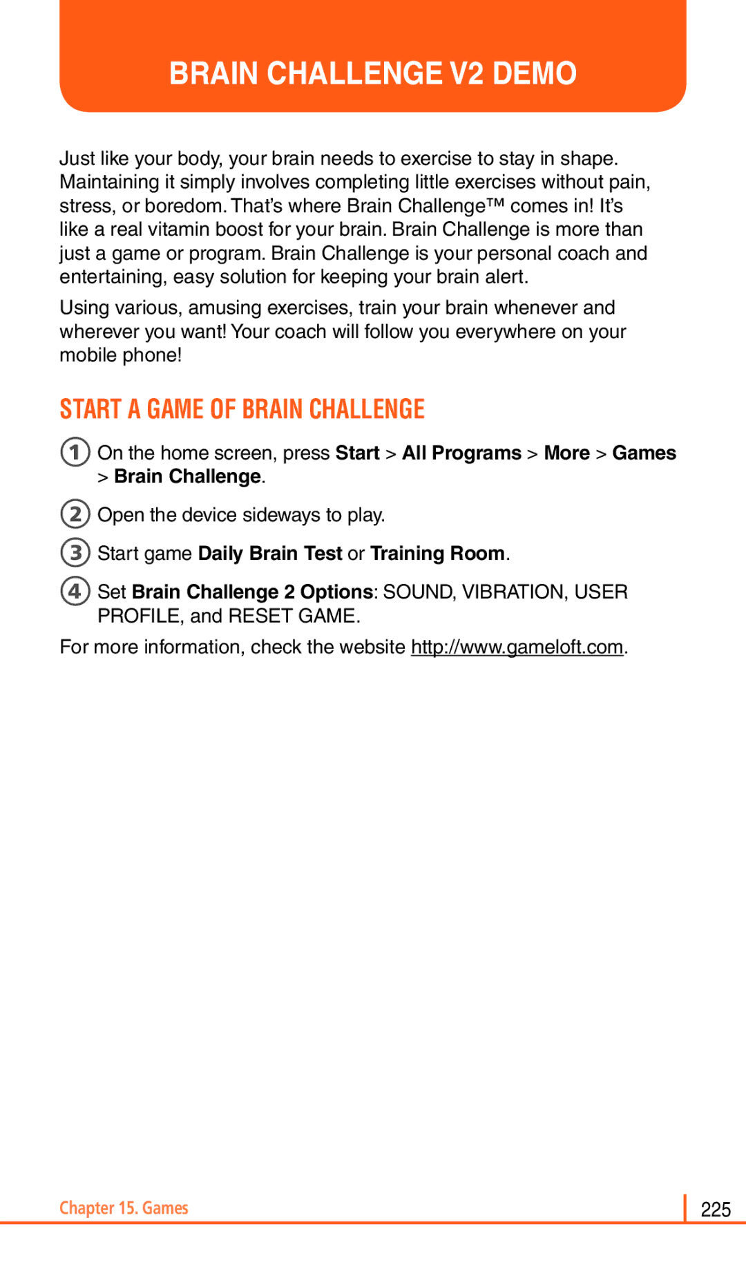 Pantech Matrix Pro manual Brain Challenge V2 Demo, Start a Game of Brain Challenge, 2Open the device sideways to play 