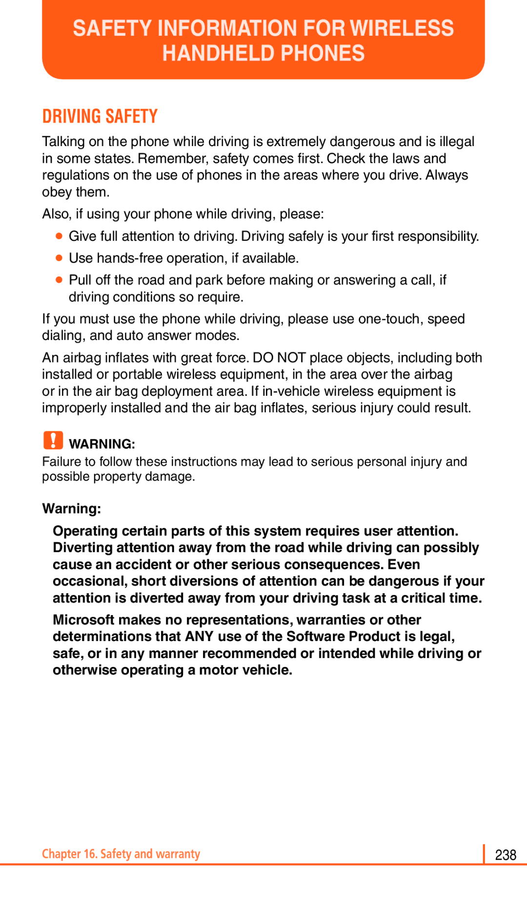 Pantech Matrix Pro manual Safety Information for Wireless Handheld Phones, Driving Safety 