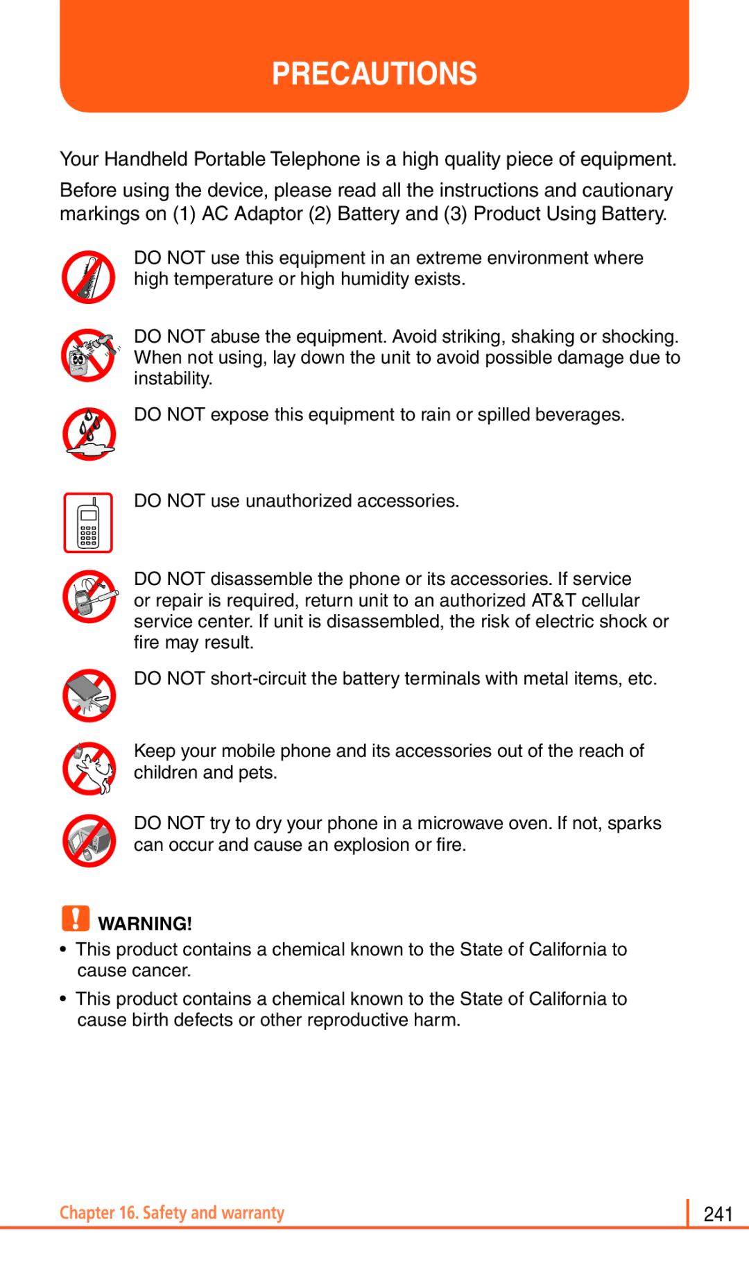 Pantech Matrix Pro manual Precautions 