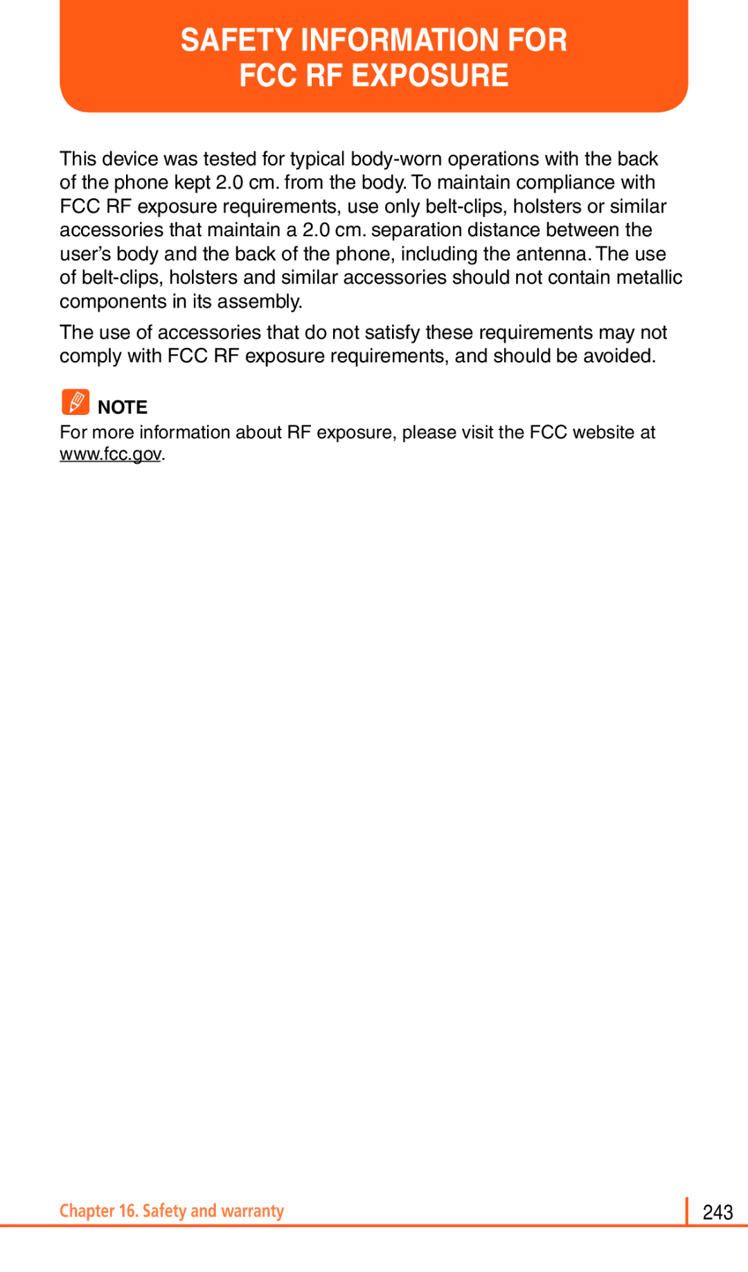 Pantech Matrix Pro manual Safety Information for FCC RF Exposure 