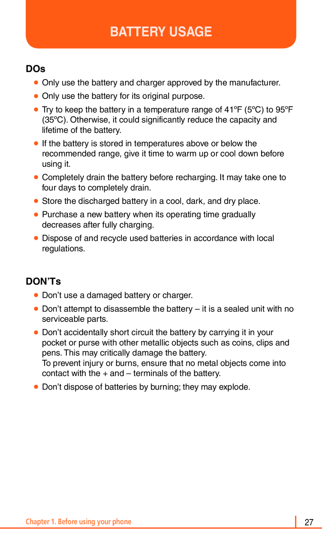 Pantech Matrix Pro manual DOs, DON’Ts 