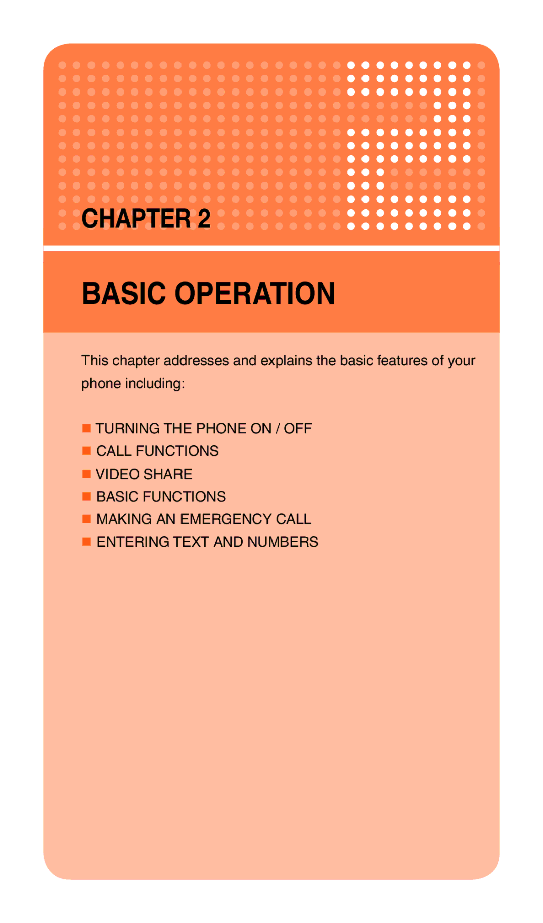 Pantech Matrix Pro manual Basic Operation 