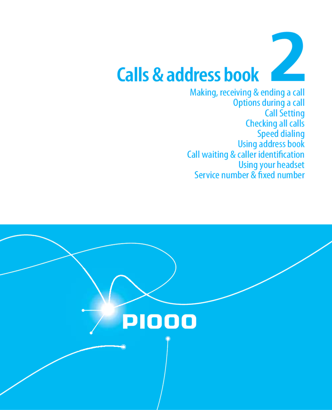 Pantech P1000 manual Calls & address book 