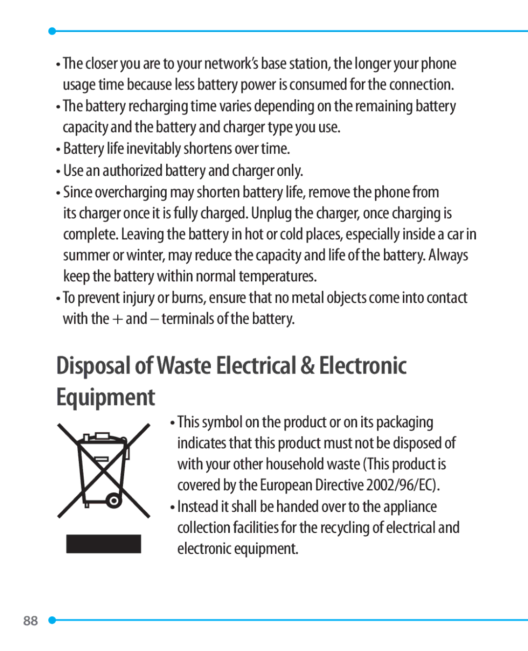 Pantech P1000 manual Disposal of Waste Electrical & Electronic Equipment, This symbol on the product or on its packaging 