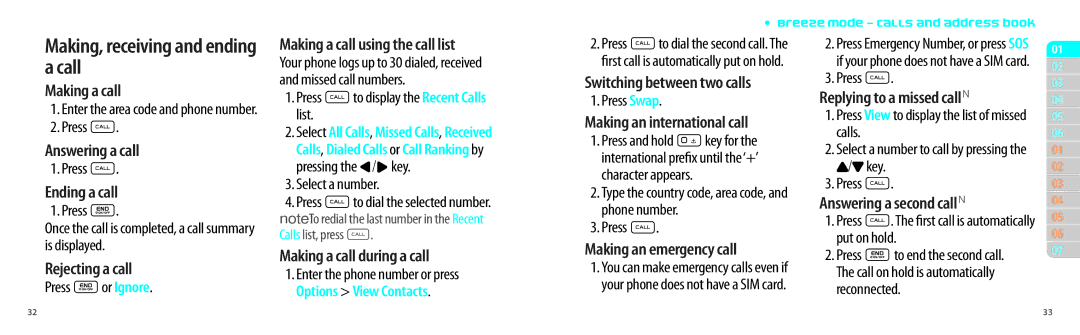 Pantech P2000 manual Making, receiving and ending a call 