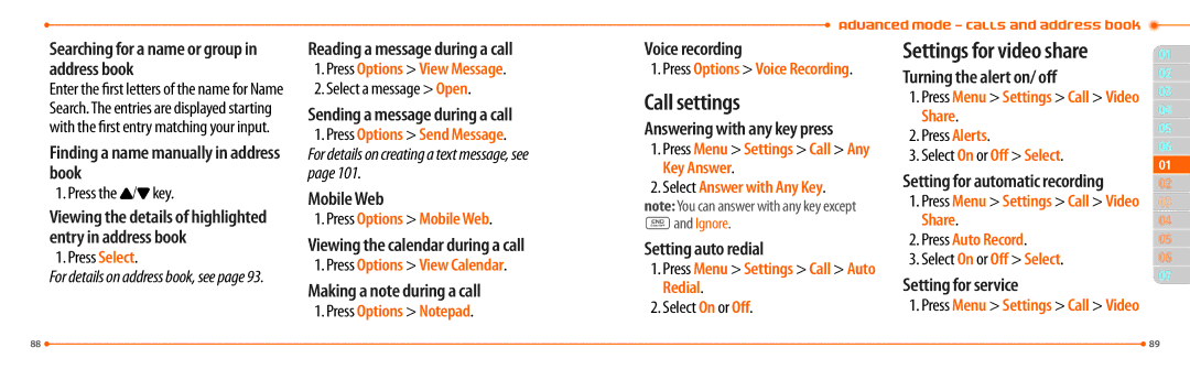 Pantech P2000 manual Call settings 