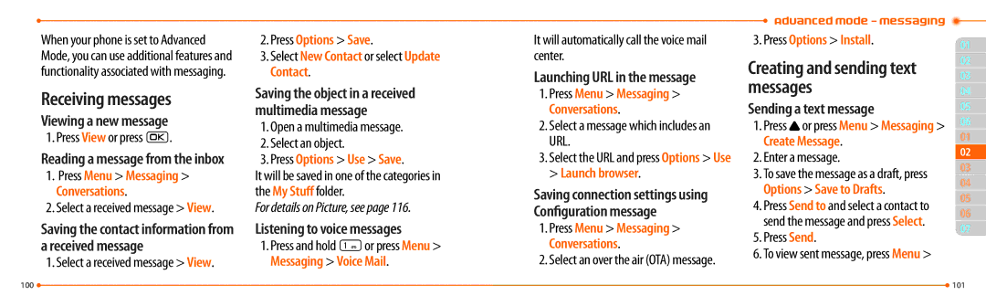 Pantech P2000 manual Messages, Press Options Use Save, Press Options Install, Create Message, Options Save to Drafts 