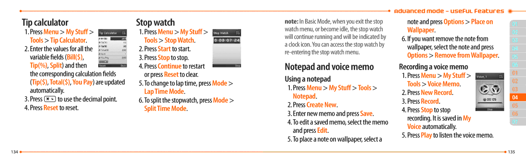 Pantech P2000 manual Using a notepad, Recording a voice memo 