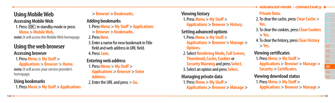 Pantech P2000 manual Using the web browser 