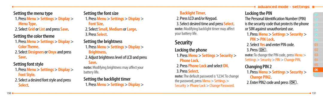 Pantech P2000 manual Security 