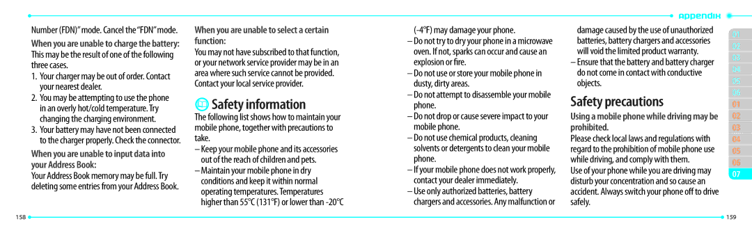 Pantech P2000 manual Safety information, Safety precautions 