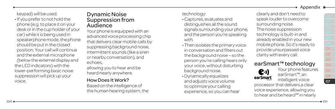 Pantech P2030 manual Dynamic Noise Suppression from Audience, EarSmart technology, How Does It Work? 