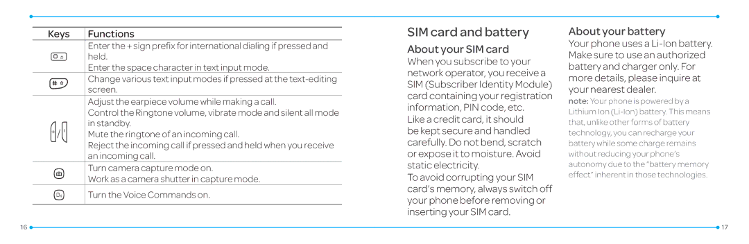 Pantech P2030 manual SIM card and battery, About your SIM card, About your battery 