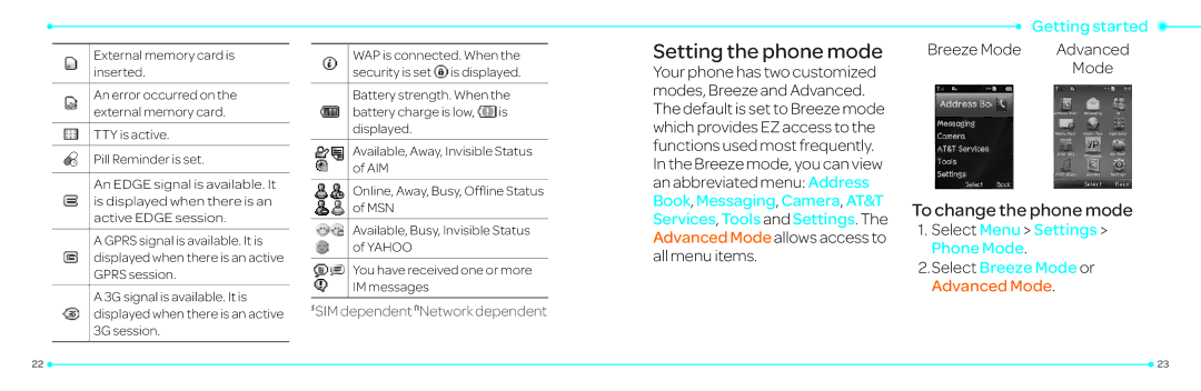 Pantech P2030 manual Setting the phone mode, To change the phone mode 